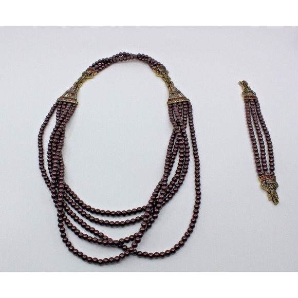 D5 Auth HEIDI DAUS Age of Elegance Crystal 3 Piece Jewelry Necklace Set Amethys - Picture 3 of 7